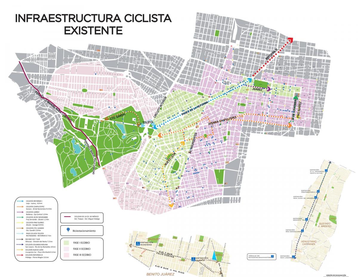 bản đồ của thành Phố Mexico xe đạp