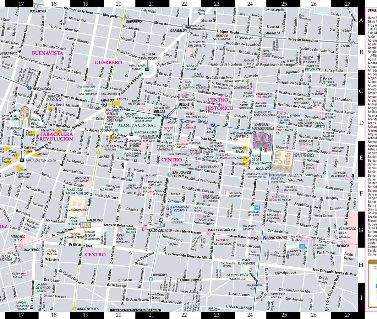 bản đồ của đường phố, thành Phố Mexico