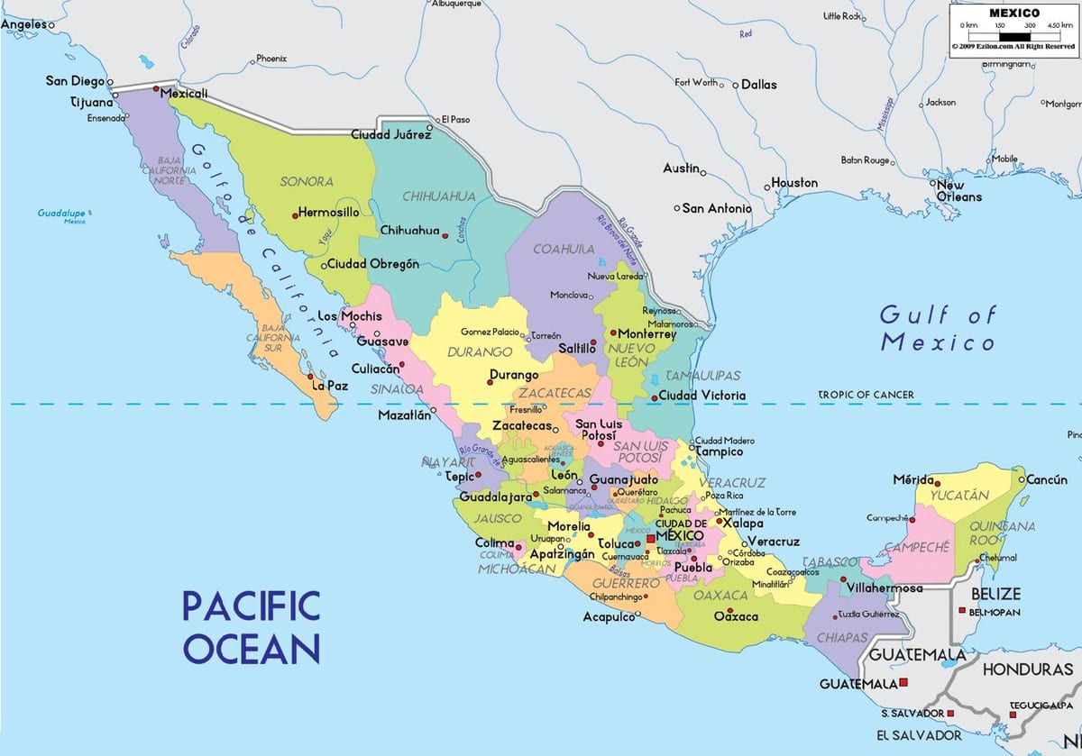 bản đồ của bang thành Phố Mexico