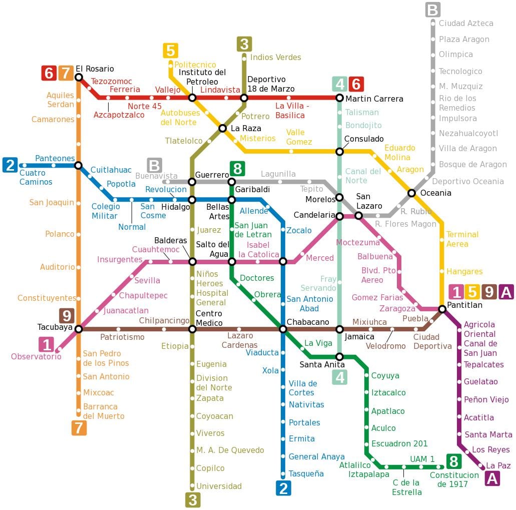 Mexico df tàu điện ngầm bản đồ