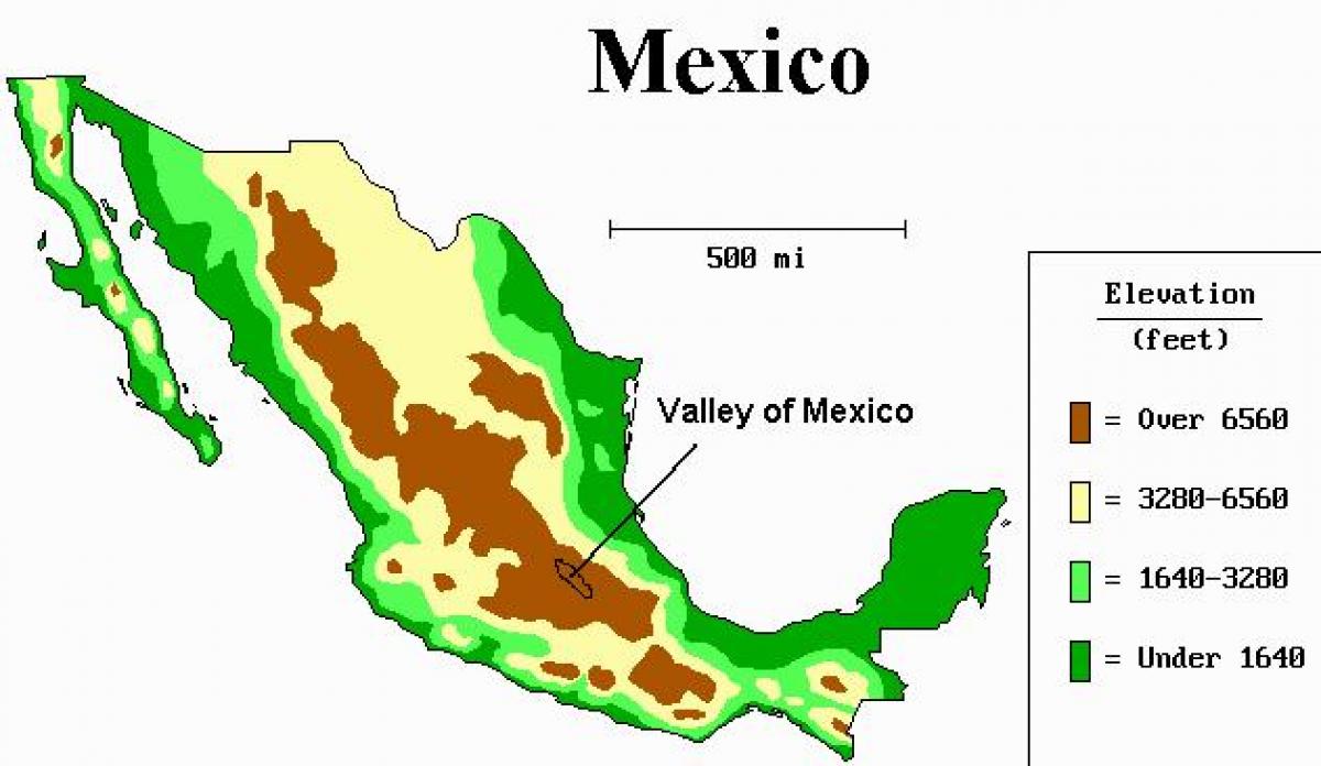 bản đồ thung lũng của Mexico